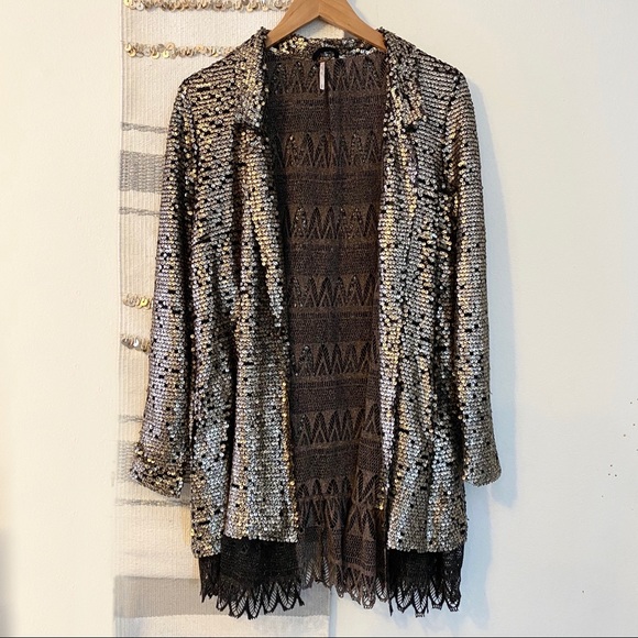 Free People Jackets & Blazers - FREE PEOPLE Stardust Tarnished Sequin Jacket Lace